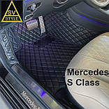 Килимки на Mercedes W 221 S Class Long з екошкіри 3D (2005-2013) Тюнінг Мерседес 221, фото 2