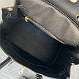 Шкіряна сумка з ручкою 25см золота фурнітура КТ-835-25 Чорна, фото 8