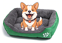 Лежак для собак теплый меховой мягкий спальное место для собаки домик пуфик для животных красивый зеленый