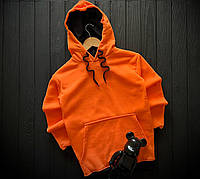 Толстовка мужская теплая с начесом Base оранжевая | Кофта флисовая Худи мужское теплое зима