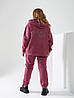 Жіночий зимовий спортивний костюм зі стразиками, з начосом широкі кофта з капюшоном і штани, великі розміри, фото 4