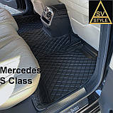 Килимки на Mercedes S W222 Шкіряні 3D (2013-2019) shot з Текстильними Накидками, фото 10