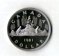 Канада Королева Елизавета II 1 доллар, 1981 ПРУФ №1541