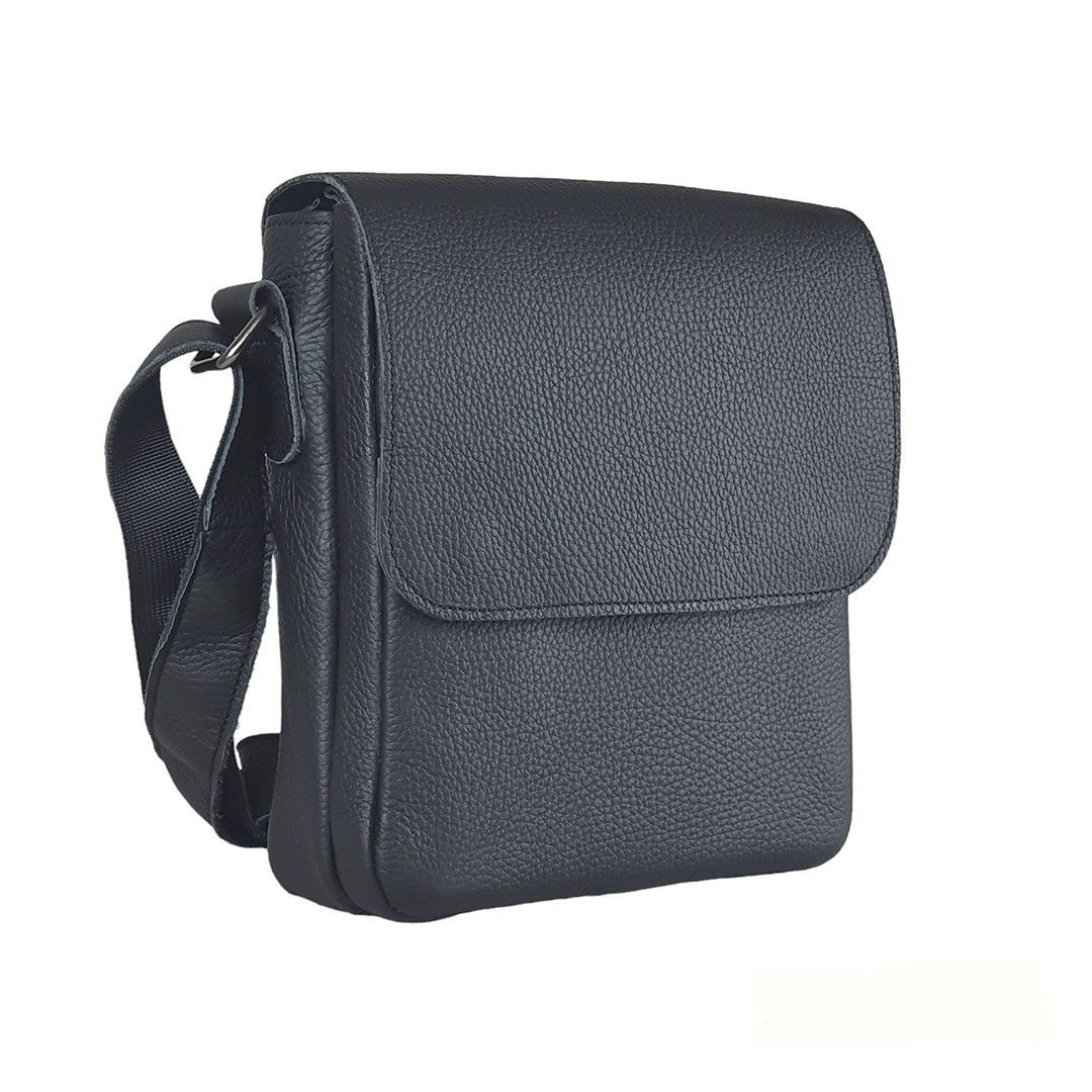 Сумка чоловіча шкіряна 2 відділи GS 23*20*7 см чорна флотар, фото 1