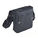 Сумка чоловіча шкіряна 2 відділи GS 23*20*7 см чорна флотар, фото 4