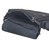 Сумка чоловіча шкіряна 2 відділи GS 23*20*7 см чорна флотар, фото 5