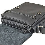 Сумка чоловіча шкіряна 2 відділи GS 23*20*7 см чорна флотар, фото 6