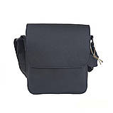 Сумка чоловіча шкіряна 2 відділи GS 23*20*7 см чорна флотар, фото 8