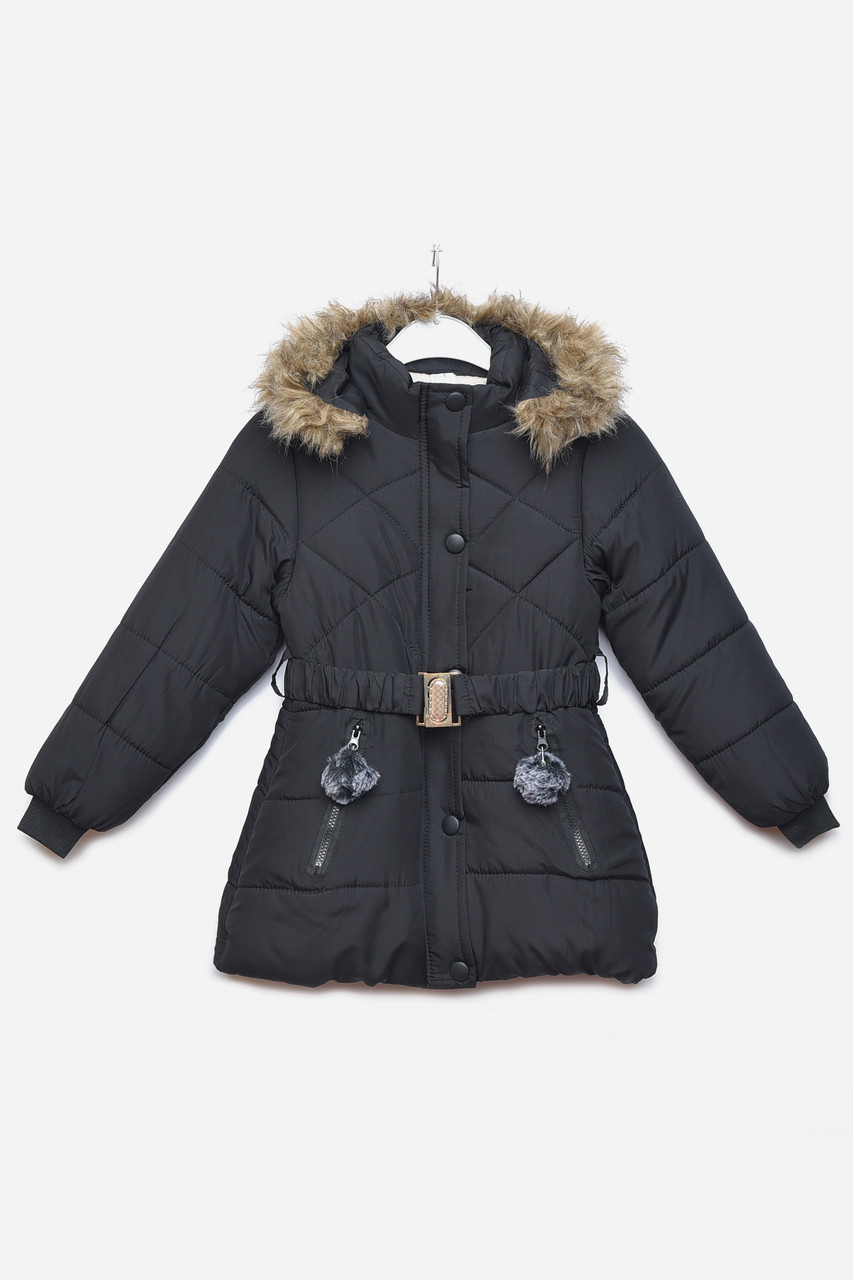 Куртка дитяча зимова  для дівчинки чорного кольору 166573M