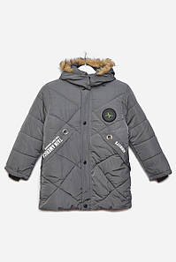 Куртка дитяча зимова  для хлопчика темно-сірого кольору р.L 166566P
