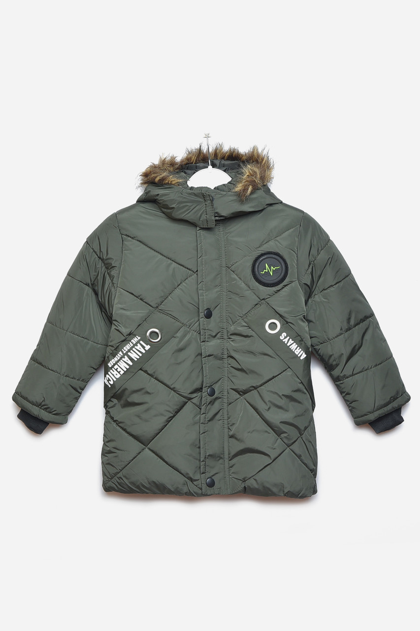 Куртка дитяча зимова  для хлопчика кольору хакі р.L 166568P