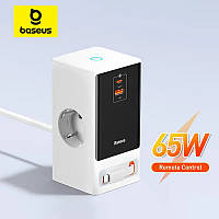 Мережевий зарядний пристрій Baseus PowerCombo Digital PowerStrip 2AC+1U+1C+Retractable-C 65W Smart White