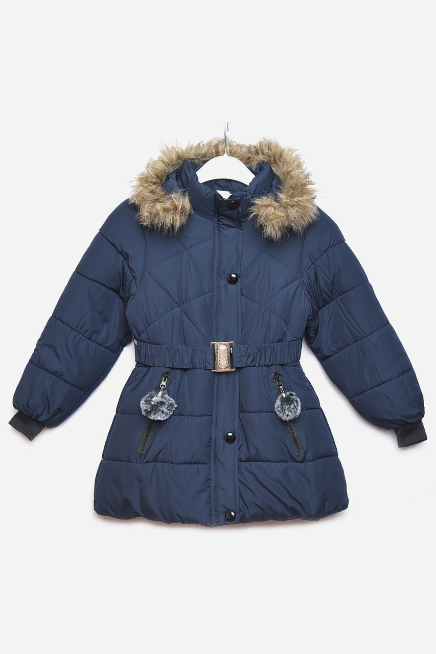 Куртка дитяча зимова  для дівчинки темно-синього кольору р.L 166571P