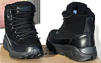 Розміри 36, 37, 38, 39  Зимові шкіряні черевики кросівки Restime, на хутрі, чорні, повнорозмірні