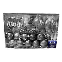 Набір ялинкових іграшок Stenson R90668 grey