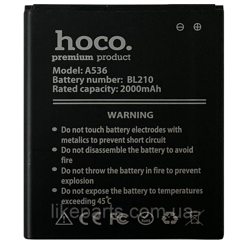 Акумулятор Lenovo BL210 оригінал HOCO S650 S820 S696 A536 A658T A656 A750E A770E 2000mAh