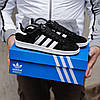 Чоловічі кросівки Adidas Campus Black (Чорні) Взуття Адідас Кампус замш утеплене хутром єврозима В'єтнам, фото 5