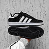 Чоловічі кросівки Adidas Campus Black (Чорні) Взуття Адідас Кампус замш утеплене хутром єврозима В'єтнам, фото 6