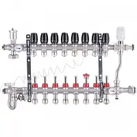 Коллектор KR.S1013-08 со встроенным смесительным узлом 1"х8 SUS304 и евроконусами 3/4-16