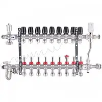 Коллектор KR.S1013-09 со встроенным смесительным узлом 1"х9 SUS304 и евроконусами 3/4-16