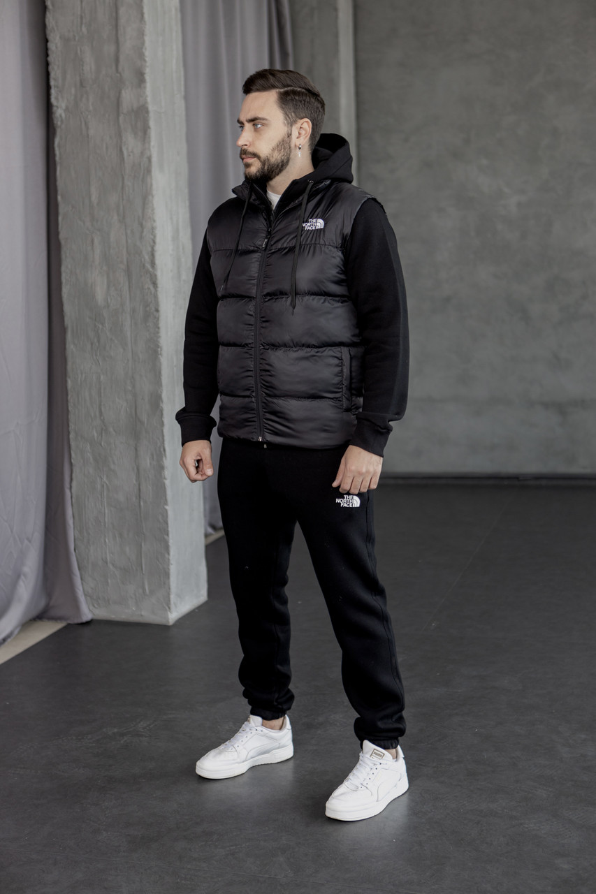 Комплект зимовий The North Face спортивний костюм теплий жилетка тнф набір зима чорний