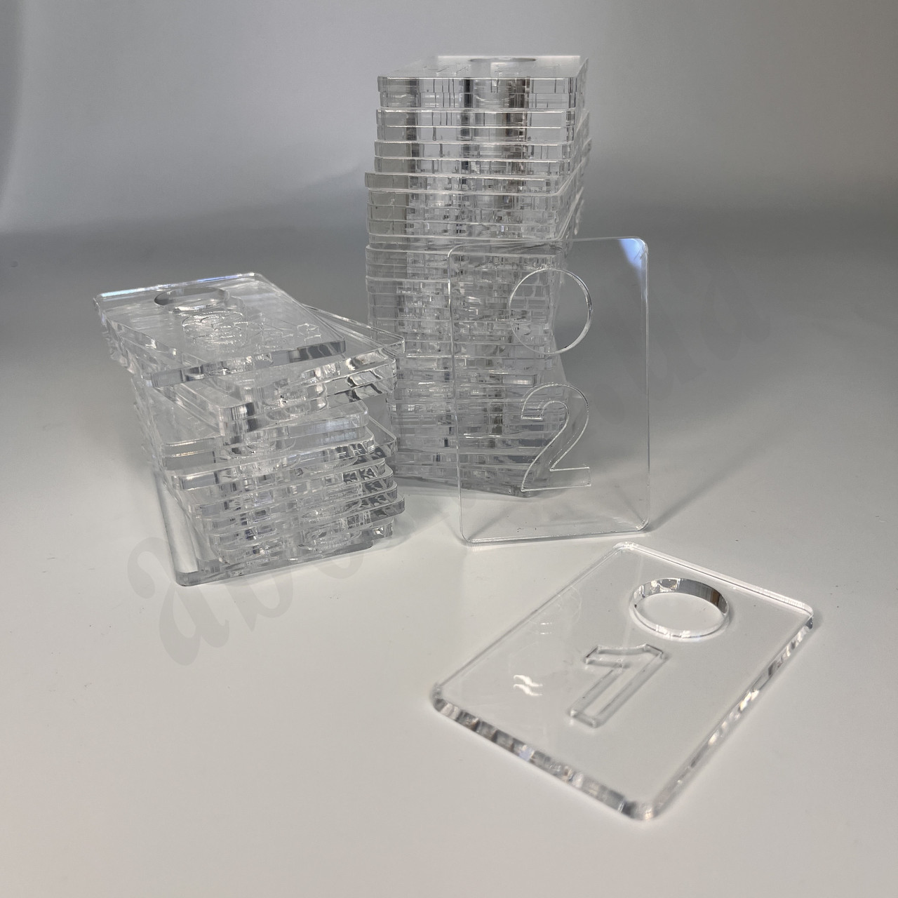 Набір гардеробних номерків 1 - 50 | Прозорі | Прямокутні | Гравіювання