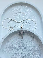 Жіночий срібний хрестик з фіанітами стерлінгове срібло S 925