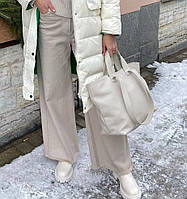 Большая кожаная сумка Италия шоппер сумка светло серая модная сумка в натуральной коже