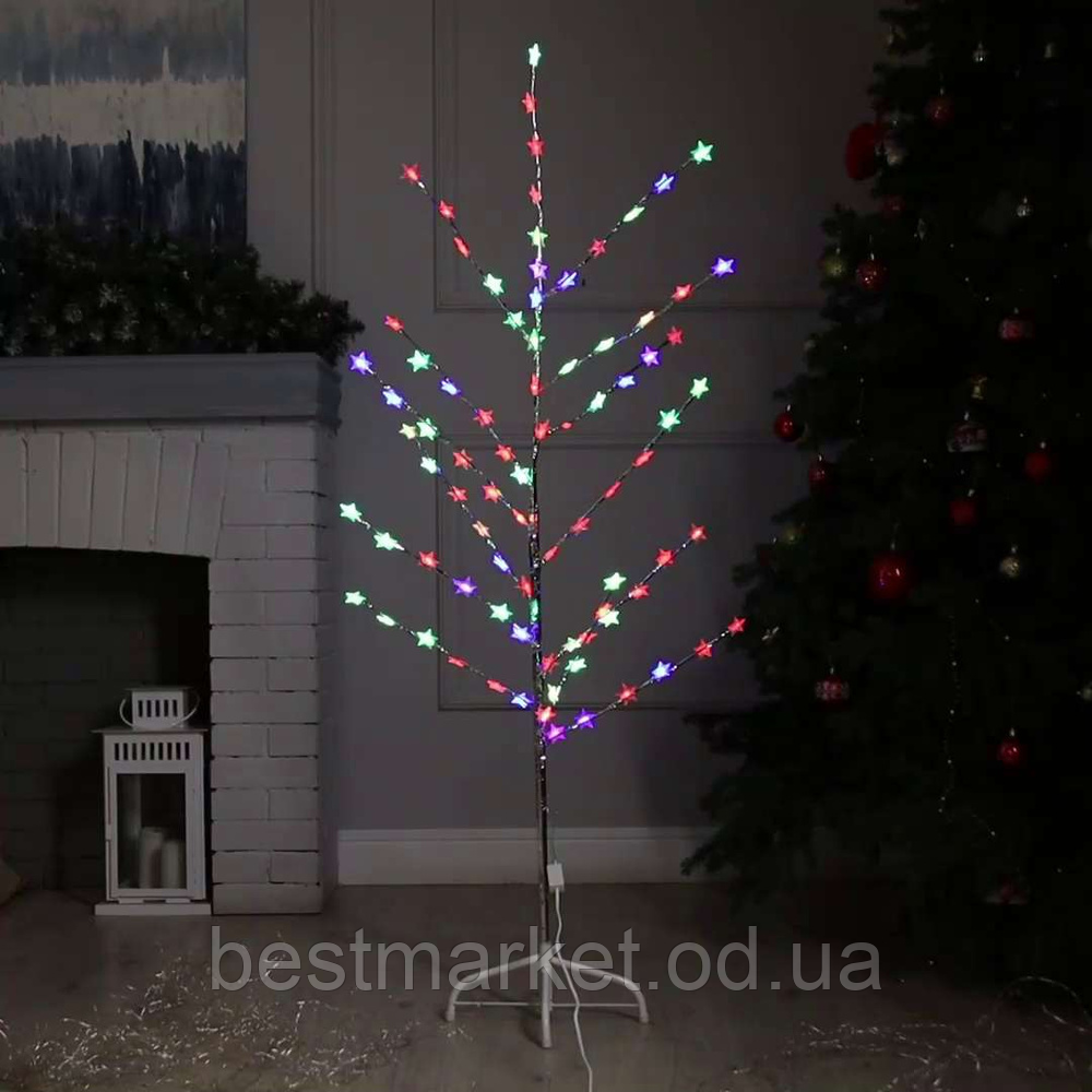 Новорічна Світлодіодна Дерево Зірки 72 Led 150 см (1,5 м) Мульти