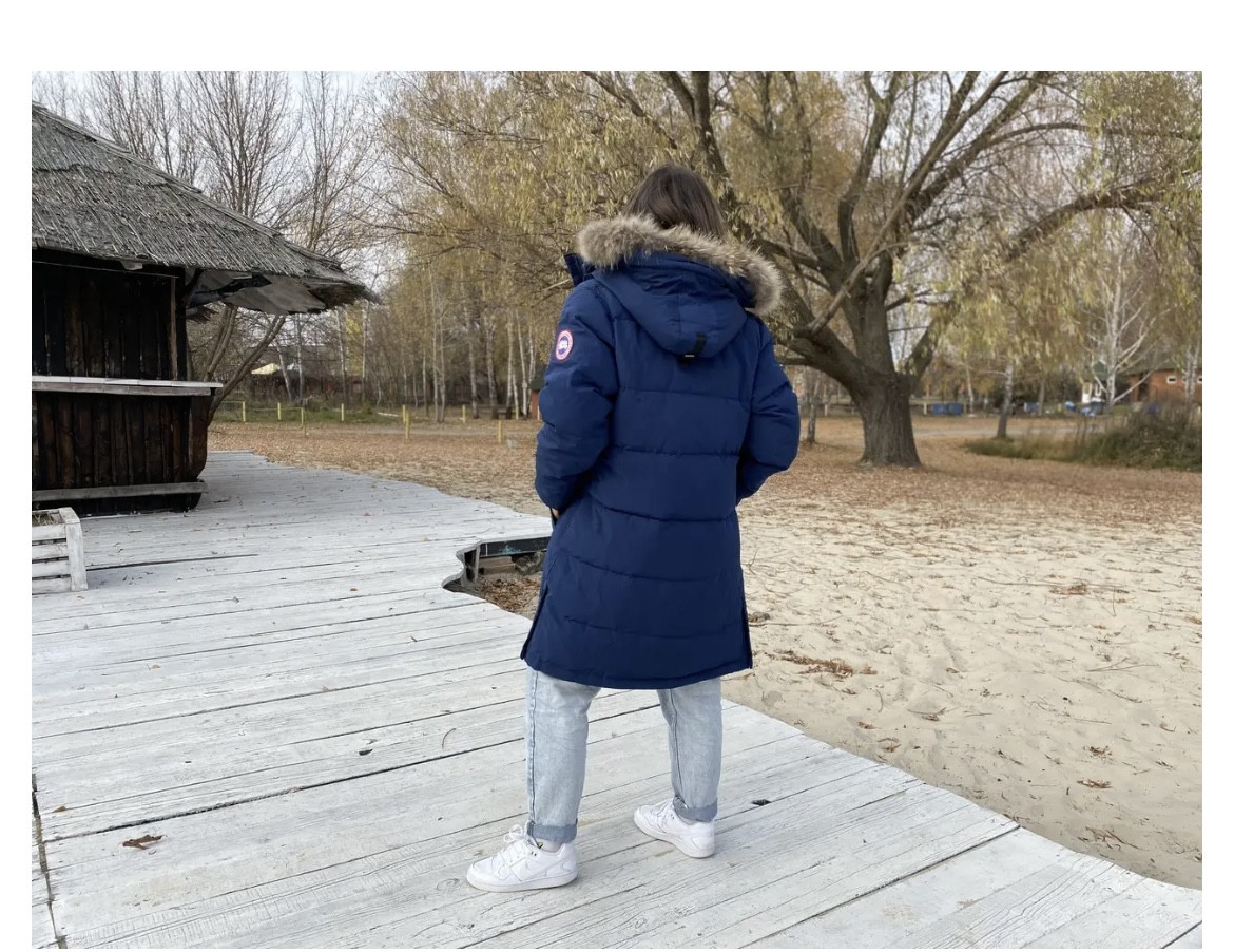 Жіночий пуховик синя парка Canada Goose Shelburn