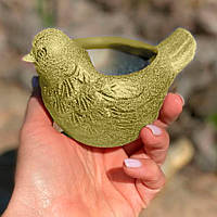 Керамічне декоративне кашпо для квітів "Пташка", 12x8x5 см Жовтий