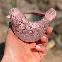 Керамічне декоративне кашпо для квітів "Пташка", 12x8x5 см Рожевий