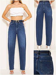 Жіночі сині джинси з високою посадкою мом рівні до низу 29-го розміру