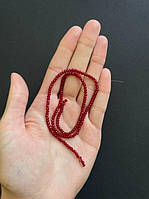 Бусины хрустальные (Рондель) 2 мм, пачка 155-160 шт, цвет - красный матовый