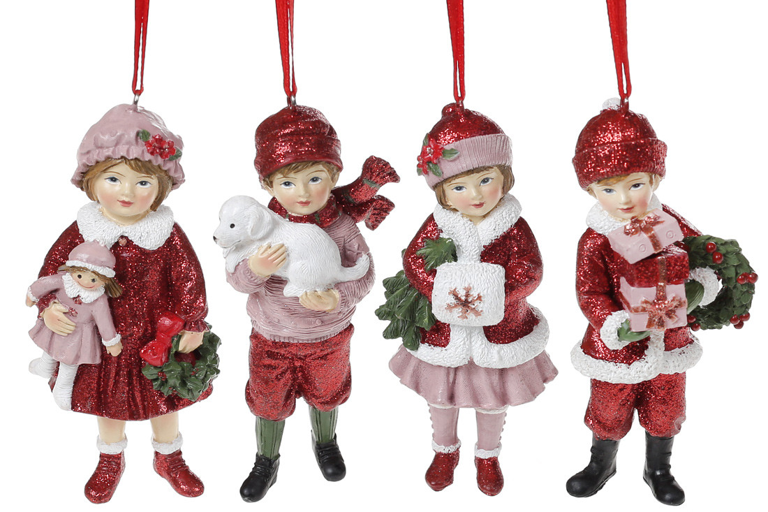 Декоративна підвісна фігурка Дітки, 11.5см, 4 дизайни, колір - бордо з рожевим 707-875, фото 1