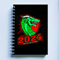 Скетчбук Sketchbook (блокнот) для рисования с новогодним принтом "Year of the Dragon 2024. Дракон 2024"