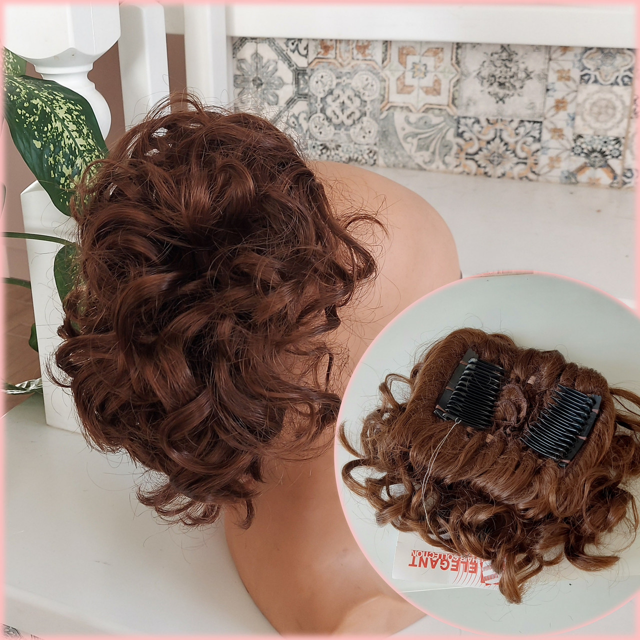 Шиньон накладка на гребінцях подовжена світло-каштановий 902А-30, фото 1