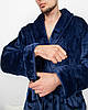 Піжама костюм чоловічий домашній махровий халат зі штанами Темно-синій XL, фото 4