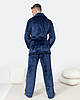 Піжама костюм чоловічий домашній махровий халат зі штанами Темно-синій XL, фото 3