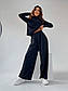 Теплий костюм вільний светр із високим коміром і розкльошені штани (р. 42-48) 2103234, фото 4