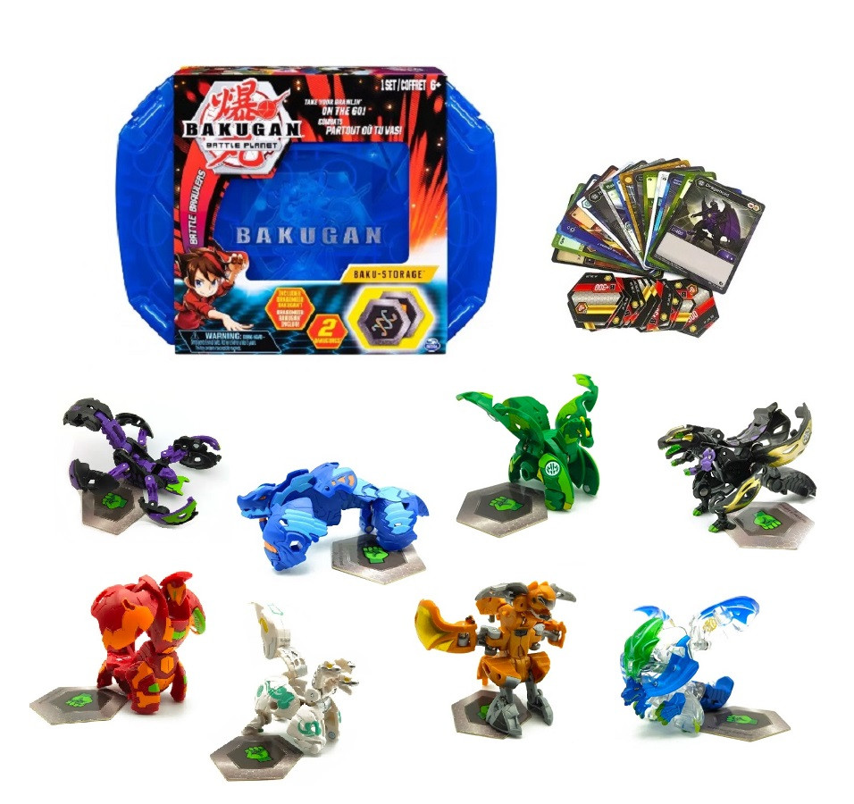 Бакуган, Игровой набор Bakugan Evolutions 8 шт. + кейс, бокс для бакуганов, бакуганы, синий - фото 1 - id-p1992907617