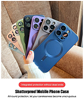 Чехол для iPhone 15 Pro Max с Magsafe цветной матовый силиконовый с защитой камер