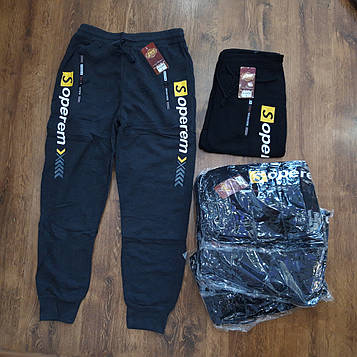 Теплы чоловічі спортивні штани з начосом,2 кишені Art: 6122 Опт(упаковками по 12 шт.