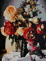 Картина стразами Полная выкладка "Букет роз", на подрамнике 30*40см, Алмазная мозаика