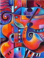 Картина стразами Полная выкладка "Музыкальная абстракция", на подрамнике 30*40см, Алмазная мозаика