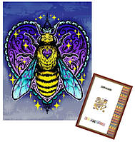 Алмазная неоновая мозаика + Рамка "Золотая пчела" 30*40см без подрамника, в коробке Картина стразами