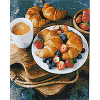 Картина по номерам "Французский завтрак" с лаком и уровнем, Рисование по номерам 40х50 см Набор для