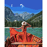 Картина по номерам "Девушка в красном", с лаком и уровнем, Рисование по номерам 40х50 см Набор для
