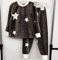 Теплая пижама детская для мальчика и девочки 116, серый