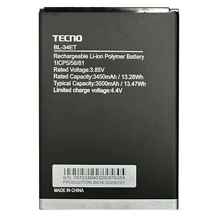 Акумулятор для Tecno POP 3 (BB2) BL-34ET (3500 mAh), фото 1